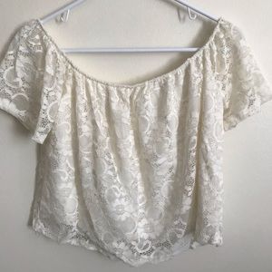 Lacy crop top white